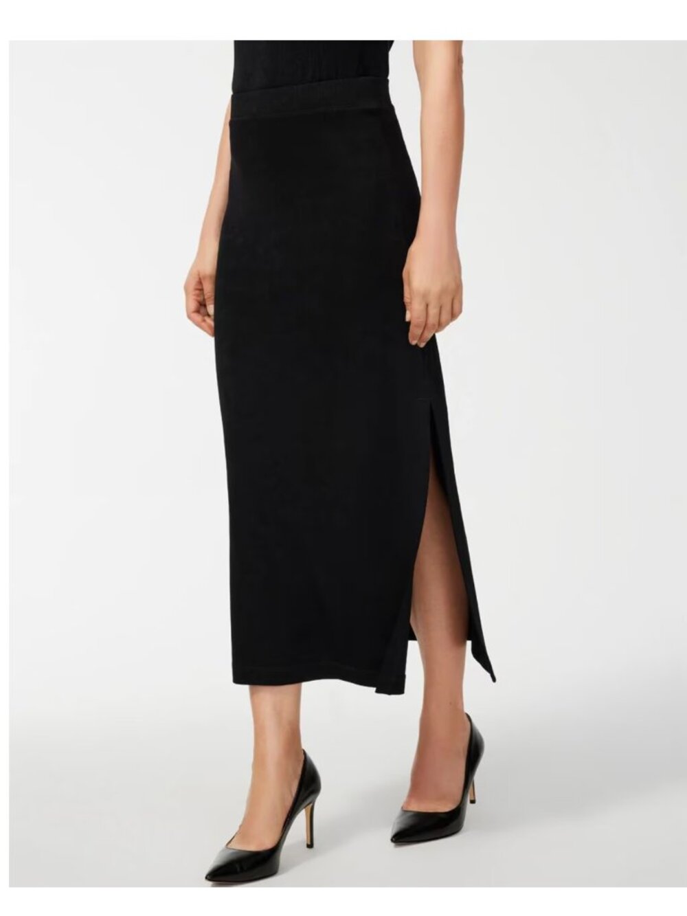 CHICO'S Travelers Black Side Slit Maxi Pull On Skirt Size 1/M